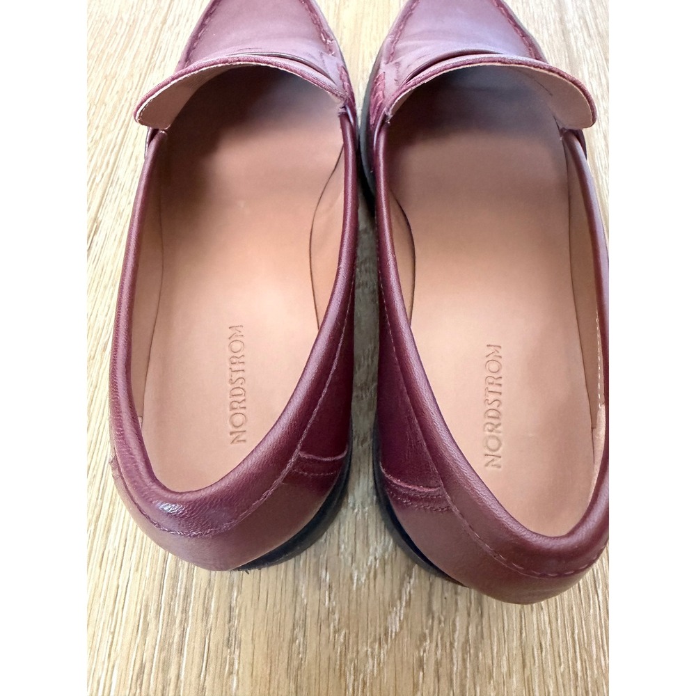 Nordstrom Nola Lafayette Leather Penny Loafers Burgundy Oxblood Shoes 6.5M - Picture 2 of 7